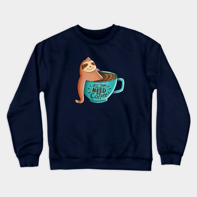 Coffee Sloth Crewneck Sweatshirt by coffeeman